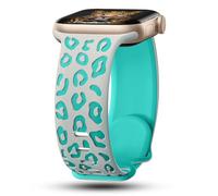 CreateGreat Engraved Leopard Bands Compatible with Apple Watch Band 41mm 40mm 38mm Women, Two-Tone Soft Silicone Cheetah Sport Strap for iWatch Series 10 9 8 7 6 5 4 3 2 SE Ultra.GR&TL