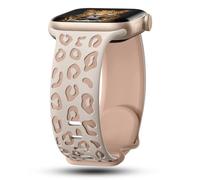 CreateGreat Engraved Leopard Bands Compatible with Apple Watch Band 42mm 44mm 45mm 46mm 49mm Women, Two-Tone Soft Silicone Cheetah Sport Strap for iWatch Series 10 9 8 7 6 5 4 3 2 SE Ultra.SL&MT