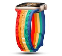 CreateGreat Leopard Engraved Two Tone Silicone Strap Compatible with Apple Watch 41mm 40mm 38mm 45mm 44mm 42mm iWatch Series SE 8 7 6 5 4 3, FC & Rainbow, 38/40/41/42mm(Series 10), Animal-print Sport