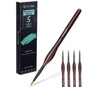 CreaTek - 5 extra fine brushes for details [ Highest precision ] Perfect detail brush acrylic paint, watercolour, oil | The #1 brush set for painting in model making brushes, paint by number brushes