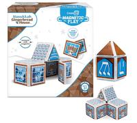 CreateOn Hanukkah Gingerbread House - 16-Piece Set Magnetic Building Tiles Kit, Hanukkah Holiday Craft Toy, 16-Piece Magnetic Construction & Coloring Set for Kids Ages 3+