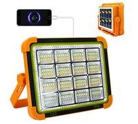 CREATESTAR 100W LED Solar Work Light Portable,10000LM LED Camping Lights Portable Floodlight with Solar Panel,4 Light Modes, Applicable to Outdoor for Emergencies, Construction site, Camping, Garage