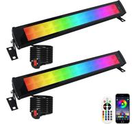 CREATESTAR RGB Flood Lights Bar 2PC, 50W Led Wall Washer Light with with 360° RF Remote & Bluetooth APP Control, Waterproof with IP66 Great for Gardens, Family Gatherings, and Halloween!