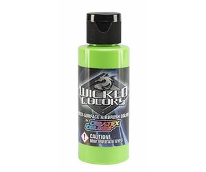 Createx Wicked Colors W023 Fluorescent Green 2oz. water-based universal airbrush paint. by SprayGunner by Wicked Colors