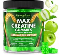 Creatine 120 Gummies Max 5000mg for Men and Women Creatine Monohydrate with Added Magnesium - Chewable Gummies, Strawberry Flavour (1 Month Supply) (120 Count, Apple)