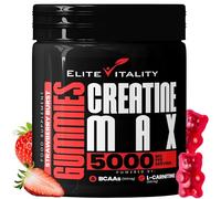 Creatine Monohydrate 90 Gummies 5000mg + BCAAs & L-Carnitine - 3rd Party Lab Tested, Vegan, Sugar-Free, Pre Workout Muscle Growth & Recovery Gym Supplement for Men & Women - Strawberry Burst