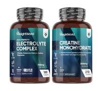 Creatine Monohydrate & Electrolytes Complex Supplement Bundle | 180 Electrolyte (6 Months Supply) + 270 Creatine Tablets (3 Months Supply) | Vegan & Unflavoured | Post & Pre-Workout Supplement