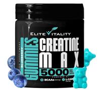 Creatine Monohydrate Gummies 5000mg + BCAAs & L-Carnitine - Vegan, Sugar-Free, Pre Workout Muscle Recovery Supplement for Men & Women - 90 Gummies - Delicious Blueberry- Gym & Fitness Support