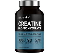Creatine Monohydrate Tablets, 3000mg Per Serve - 270 Tablets - Gym and Nutritional Vegan Supplements for Men and Women - Post Workout Muscle Recovery - Unflavoured Formula
