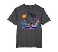 Creating 5th Grade Magic: Enchanting Education Journey T-Shirt, Men's Big and Tall, Dark Heather Grey, 2X Tall