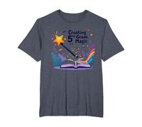 Creating 5th Grade Magic: Enchanting Education Journey T-Shirt, Men's Big and Tall, Heather Blue, 5X Tall