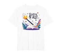 Creating 5th Grade Magic: Enchanting Education Journey T-Shirt, Men's Big and Tall, White, 3X Tall
