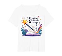 Creating 5th Grade Magic: Enchanting Education Journey T-Shirt, Women's Plus, White, 3X