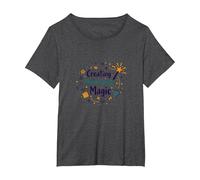 Creating Third Grade Magic: Inspiring Educators T-Shirt, Women's Plus, Dark Heather Grey, 4X