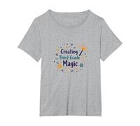 Creating Third Grade Magic: Inspiring Educators T-Shirt, Women's Plus, Heather Grey, 3X