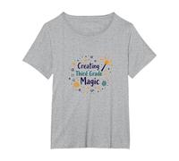 Creating Third Grade Magic: Inspiring Educators T-Shirt, Women's Plus, Heather Grey, 4X