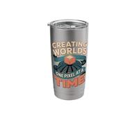 Creating Worlds One Pixel At A Time Digital Art Gift Stainless Steel Insulated Tumbler