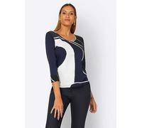 Creation L Colour Block Top Navy Print