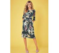 Creation L Floral Pleated Jersey Dress Khaki Floral