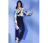Creation L Shimmering Velvet Wide Leg Trousers Navy