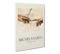 Creation Of Adam Hands By Michelangelo Canvas Print | Gallery Wrapped 30mm Frame Wall Art | 24x16 inches | Ready to Hang | Classic Picture | Living Room Bedroom Lounge Office