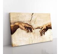 Creation of Adam Hands by Michelangelo Canvas Wall Art Print 30x20 Inch