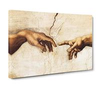 Creation Of Adam Hands By Michelangelo Canvas Wall Art Print 30x20 Inch