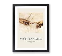 Creation Of Adam Hands By Michelangelo Exhibition Museum Painting Framed Print | A4 Black Framed Wall Art | Ready to Hang | Modern Historical Picture | Living Room Bedroom Lounge Office