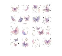 Creation of colorful drawing star butterfly small pattern, collarbone wrist color tattoo stickers, waterproof female long-lasting