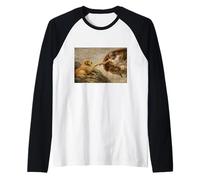 Creation of Dog God and Adam Parody Renaissance Vintage Art Raglan Baseball Tee