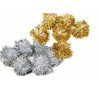 Creation Station Glitter Poms, Gold & Silver Assorted Sizes