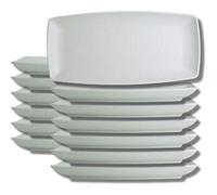 Creations Melamine Dinner Platter Plates, Steelite Heavy Duty Break Resistant Commercial Foodservice Restaurant, Cali Rectangle 11.5" x 5.5", Contemporary Textured Surface, 12 Set, White