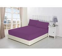 CreationsMart 100% Egyptian Cotton 10"/25CM Deep sheets Fitted - Single - Double - King - Super King Size - Bedding Bed Sheet & Pillow Pairs Case (Sold Separately) (Purple, King)