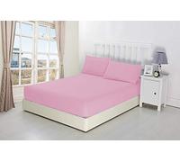 CreationsMart 100% Egyptian Cotton 10"/25CM Deep sheets Fitted - Single - Double - King - Super King Size - Bedding Bed Sheet & Pillow Pairs Case (Sold Separately) (Pink, Double)