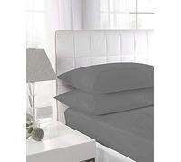 CreationsMart 100% Egyptian Cotton 10"/25CM Deep sheets Fitted - Single - Double - King - Super King Size - Bedding Bed Sheet & Pillow Pairs Case (Sold Separately) (Silver, PillowCase Pair)
