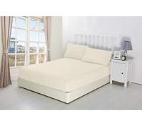 CreationsMart 100% Egyptian Cotton 10"/25CM Deep sheets Fitted - Single - Double - King - Super King Size - Bedding Bed Sheet & Pillow Pairs Case (Sold Separately) (Cream, Double)