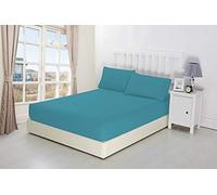 CreationsMart 100% Egyptian Cotton 10"/25CM Deep sheets Fitted - Single - Double - King - Super King Size - Bedding Bed Sheet & Pillow Pairs Case (Sold Separately) (Teal, King)