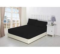 CreationsMart 100% Egyptian Cotton 10"/25CM Deep sheets Fitted - Single - Double - King - Super King Size - Bedding Bed Sheet & Pillow Pairs Case (Sold Separately) (Black, Single)
