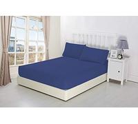 CreationsMart Luxury Bedding 100% Egyptian Cotton 40CM/16 Extra Deep Fitted Sheets (Navy, Double)