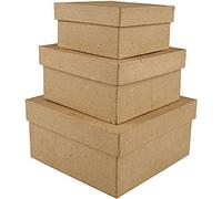 Creativ 10+12 5+15 cm Papier Mache Square Boxes 3 Assorted