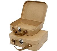 Creativ 100263 22.5 x 18 x 6.55 cm Papier Mache Suitcases 2 Assorted, Brown