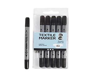 Creativ 100263 Company 6-Piece Fabric Markers, Black