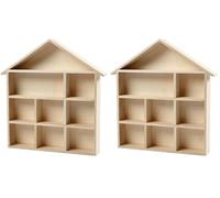 Creativ 100263 House-Shaped Shelving System, Size 26x22 cm, H: 3,5 cm, Paulownia, 1pc, Wood (Pack of 2)