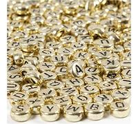 Creativ 100263 Letter Beads, D: 7 mm, Hole Size 1,2 mm, Gold, 21g, Approx. 200 pc, Metal