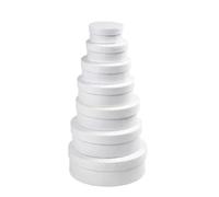 Creativ 100263 Round Box Set, D: 8,5+10,5+12,5+14,5+16,5+18,5+21,5 cm, H: 4+4,5+5+5,5+6+6,5+7 cm, White, 7asstd