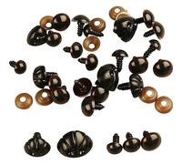 Creativ 100263 Teddy Bear Eyes and Noses, D: 10-15 mm, 12 Assorted Pieces, Blac