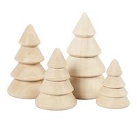 Creativ 100263 Wooden Christmas Trees, H: 3,3+4,3+5,3+6,3 cm, D: 2,3+3+3,2+4 cm, Empress Wood, 4pcs