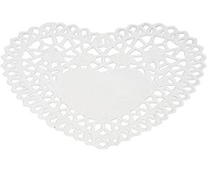 Creativ 20964 Doilys, D: 10 cm, heart, 30pcs, White