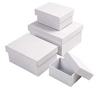 Creativ 264050 Multipurpose Rectangular Gift Boxes, Suitable for Arts and Crafts, White, 4 Assorted Sizes: 7,5 x 5 x 3,5 cm, Size: 9,5 x 7 x 4,5 cm, Size: 11,5 x 8,5 x 5,5 cm, Size: 14 x 11 x 6,5 cm