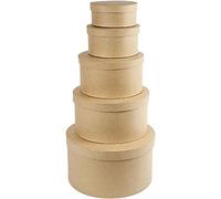 Creativ 26466 35.5 cm Papier Mache Round Hat Boxes 5 Assorted, Beige